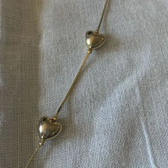 Vintage Gold Tone Bubble Heart Chain Necklace